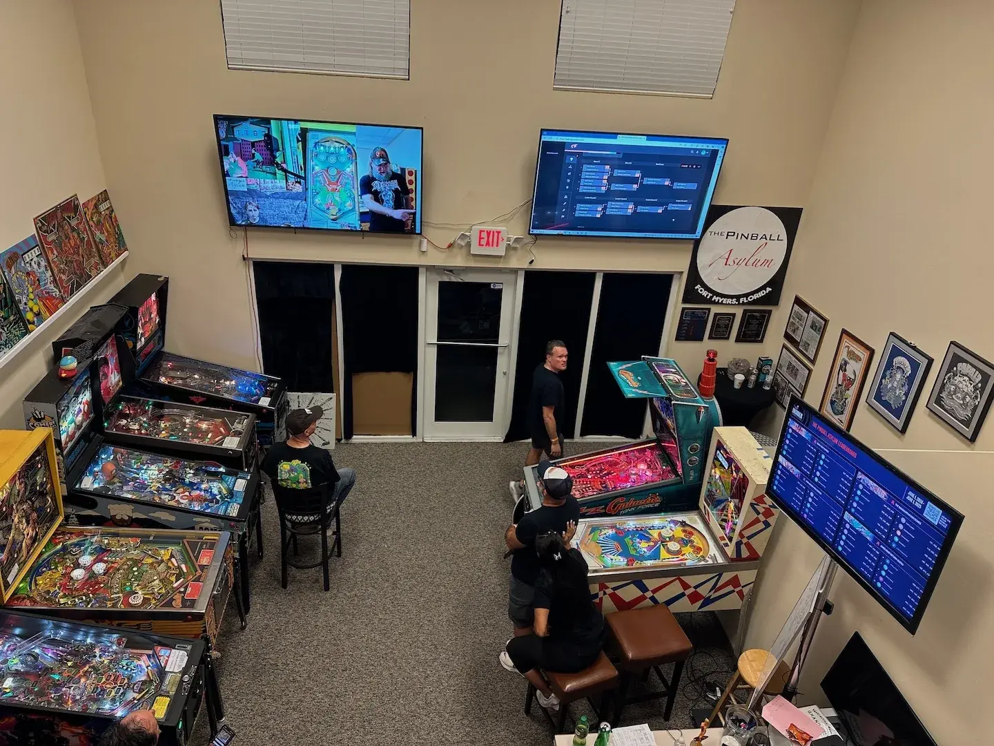 The Pinball Asylum venue floor, 2024